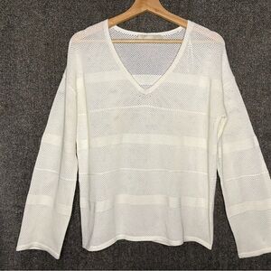 One Grey Day White Mesh Sweater Size S Long sleeves